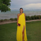 Yellow Chiffon Long Prom Dress, Evening Dress       fg6786