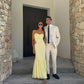 Mermaid Yellow Strapless Long Evening Prom Dresses     fg6626
