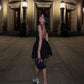 cute a line black straps homecoming dress 18th birthday outfits       fg6523