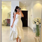 White Straps Ruffle Mermaid Party Gown Arabia Prom Dresses For Women         fg6319