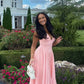 A Line Pink V Neck Evening Dresses Formal Party Dress Prom Gown       fg6791