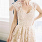 Elegant V-neck Sleeveless Cap Sleeves Floor-Length Wedding Dress     fg6501