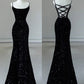 Simple Mermaid Sequin Black Long Prom Dress, Black Evening Dress      fg6648