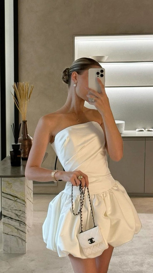 Robe de soirée blanche bustier courte fg6070