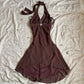 brown halter homecoming dress 18th birthday outfits       fg6537