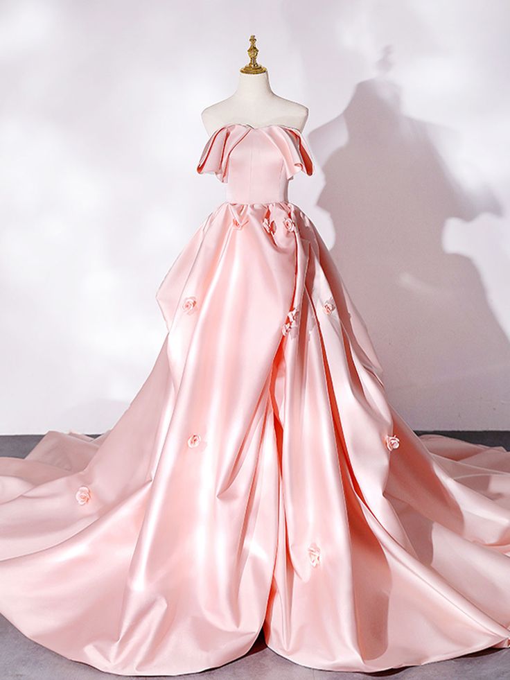 Robe de bal longue en satin à traîne, robe de soirée formelle fg6500