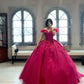 Off-Shoulder Lace Appliques Tulle Ball Gown Dress for Sweet 16 Birthday      fg6297