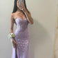 Mermaid Sweetheart Neck Lace Purple Long Prom Dress Formal Dress          fg6326