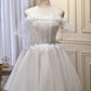Chic Spaghetti Straps Off The Shoulder Tulle Homecoming Dresses        fg6241