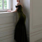 Dark Green Mermaid Velvet Off Shoulder Party Dress, Dark Green Prom Dress        fg6199