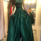 Robe de bal simple en satin vert, robe de soirée longue et formelle fg6265