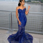 Women's Mermaid Prom Dress, Sweetheart Sequin Royal Blue Birthday Party Dress        fg6762