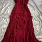 Vintage Sheath Spaghetti Straps Burgundy Long Prom Dress Evening Dresses With Beads       fg6714