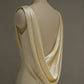 Pastel Yellow Satin Backless Mermaid Long Prom Dress       fg6689