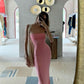 Strapless Mermaid Party Dress Pink Sexy Evening Dress      fg6567