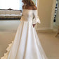 Elegant Off-Shoulder Satin Wedding Dress with Bow       fg6426