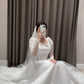 Modest White A-line Long Sleeves Wedding Dress,White Bridal Dress     fg6818