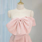 A-Linie Satin Rosa Langes Ballkleid, Rosa Langes Abendkleid fg6809
