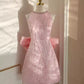 Robe courte sexy à paillettes roses, coupe trapèze, pour les voyages, les vacances et les anniversaires, fg6374