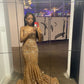 Sparkle Sequins Mermaid Evening Gowns Chic Strapless Prom Dresses      fg6778