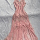 Pink V Neck Chiffon Long Party Dress Evening Dress        fg6667