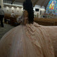 Pink Quinceanera Dress Off-Shoulder Corset Dress Ball Gowns      fg6577