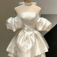 Ball Gown Strapless Short Satin Homecoming Gown Hoco Dress       fg6472