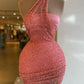 Short Prom Dresses Sparkly Sequins Mini Homecoming Dresses Pearls Beading Short Graduation Dresses       fg6264