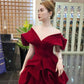 A Line Off The Shoulder Homecoming Dresses Burgundy Prom Cocktail Party Gown       fg6240