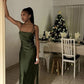 Spaghetti Straps Satin Long Evening Prom Dresses     fg6722