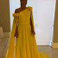 Vintage Long One Shoulder Evening Desses With Flower A-Line Floor Length Sweep Train Prom Dresses for Women      fg6353