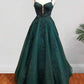 A-line Spaghetti Straps Long/Floor-Length Tulle Prom Dress With Beading Glitter Appliqued       fg6754