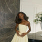 Light Yellow Strapless Homecoming Dresses Mini Prom Party Dress       fg6071