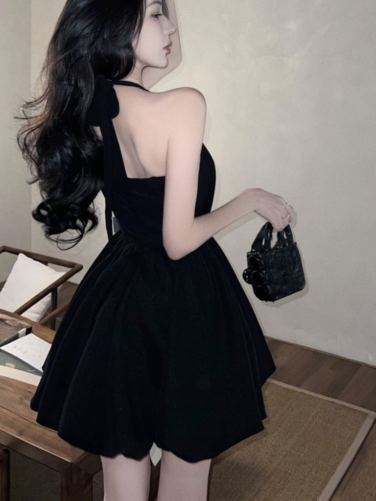 Halter Schwarzes Kurzes Kleid Frauen Neue Sommer Ärmelloses A-line Abend Party Kleider fg6144