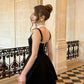 black mini wedding dress evening dress, square neck above knee Party Dress       fg6356