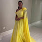 Vintage Long One Shoulder Evening Desses With Flower A-Line Floor Length Sweep Train Prom Dresses for Women      fg6353