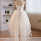 Unique White Tulle Satin Short Prom Dress, White Homecoming Dress      fg6369