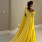 Vintage Long One Shoulder Evening Desses With Flower A-Line Floor Length Sweep Train Prom Dresses for Women      fg6353