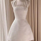 Square Neck Halter Sleeveless Satin A-Line Mini Homecoming Dress With Bow     fg6106