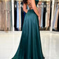 Simple V-Neck Satin Long Prom Dress, Beautiful A-Line Backless Evening Party Dress       fg6191