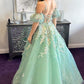 Robe de bal longue trapèze à décolleté plongeant en V et manches amovibles fg6370