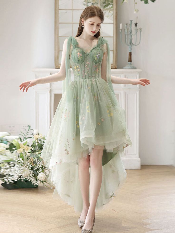 sachin and babi light blue dress A-Line High Low Lace Short Prom Dress, Lace Homecoming Dress fg6050 –  formalgowns