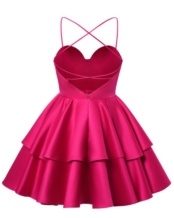 Satin Homecoming Dress Sweetheart Neck Tiered Short Graduation Dresses formalgowns Satin Homecoming Dress Sweetheart Neck Tiered Short Graduation Dresses formalgowns