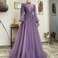 A-line Purple Muslim Evening Dresses    fg6038