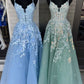 Robe de bal longue trapèze à décolleté plongeant en V et manches amovibles fg6370