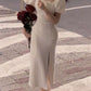 Square Neck Midi Prom Dress, White Evening Party Dress     fg6032