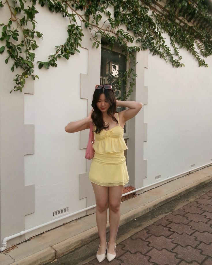 Two Piece Yellow Birthday Outfit Short Evening Dress Short Party Dress Homecoming Dress  fg8057
