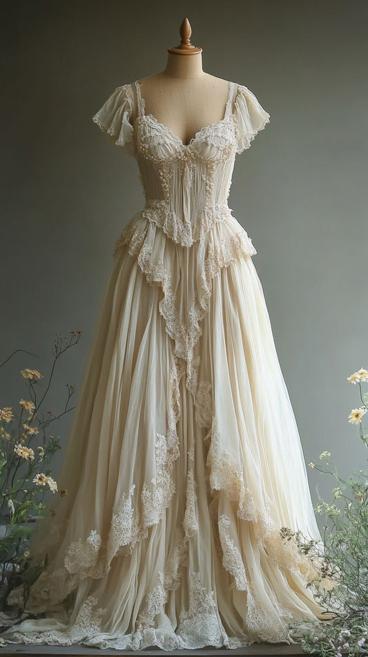A Line Tulle Lace Long Formal Dress Unique Evening Dresses  fg7656