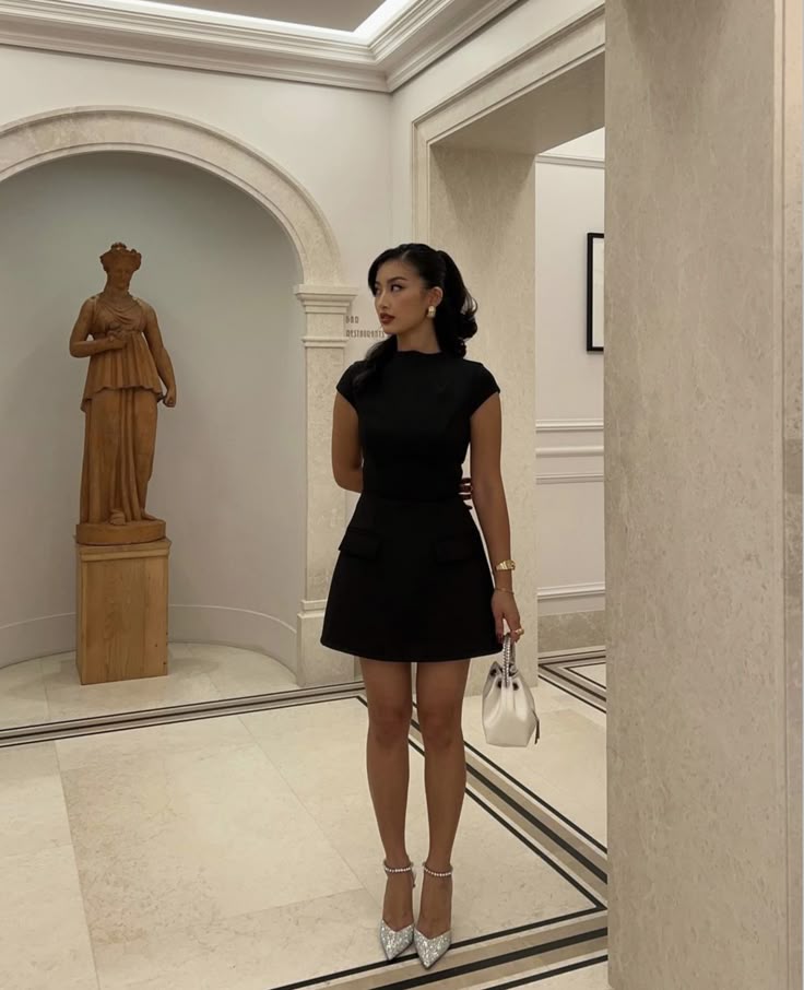 Robe de soirée courte noire, robe de cocktail, robe de soirée courte fg7952