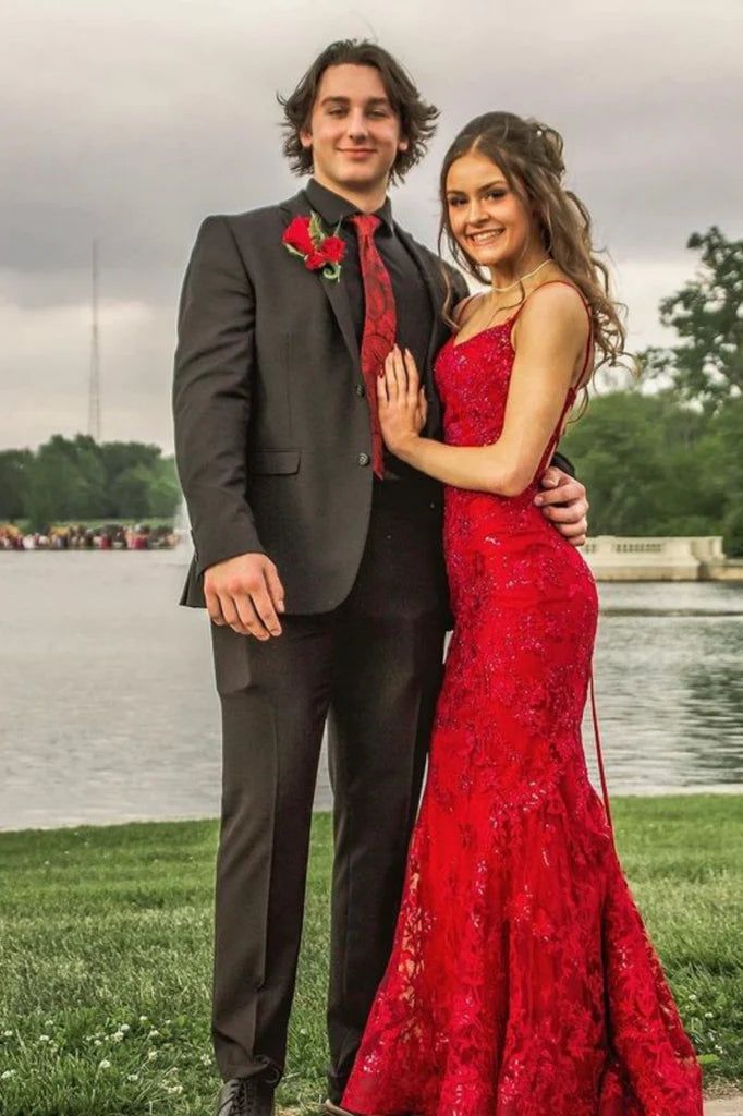 Burgundy Mermaid Lace Sequins Prom Dress Formal Wear Dresses    fg6922